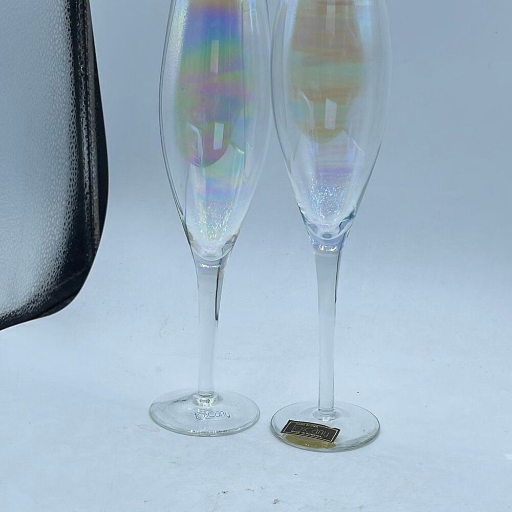 Set of 2 VTG Toscany Iris Lustre champagne flutes